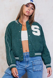 Corduroy Relaxed Fit Varsity Jacket