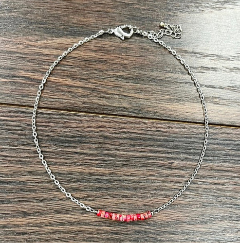 Bell’s Dainty Red Gemstone Choker Necklace