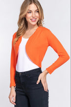 Load image into Gallery viewer, Long Sleeve Scallop Finished Sweater Bolero - Orange