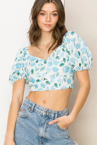 Floral Print Sweetheart Neck Crop Top