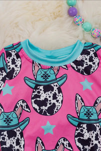 Pink Western Easter Egg Printed Onesie