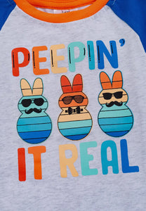 "Peepin It Real" Gray Printed Romper