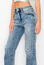 Load image into Gallery viewer, *Restock* High Rise Stretch Flare with Distressed Frayed Hem Jeans