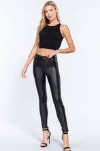 Load image into Gallery viewer, Faux Leather Coated Long Skinny Bottoms