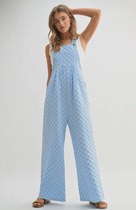 Casual Checkered Pocket Wide Leg Jumpsuit