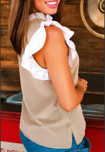 Load image into Gallery viewer, Contrast V Neck Ruffled Textured Knit Top