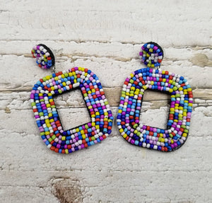 Handmade Fall Boho Squared Miyuke Bead Earrings