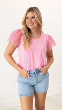 Load image into Gallery viewer, Tulle Sleeve Top, Pink
