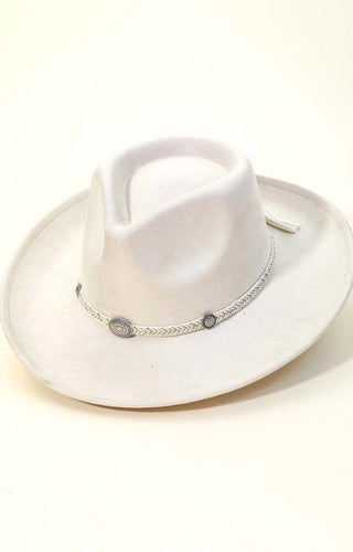 Braided Chevron Tassel Strap Fedora Hat - Ivory