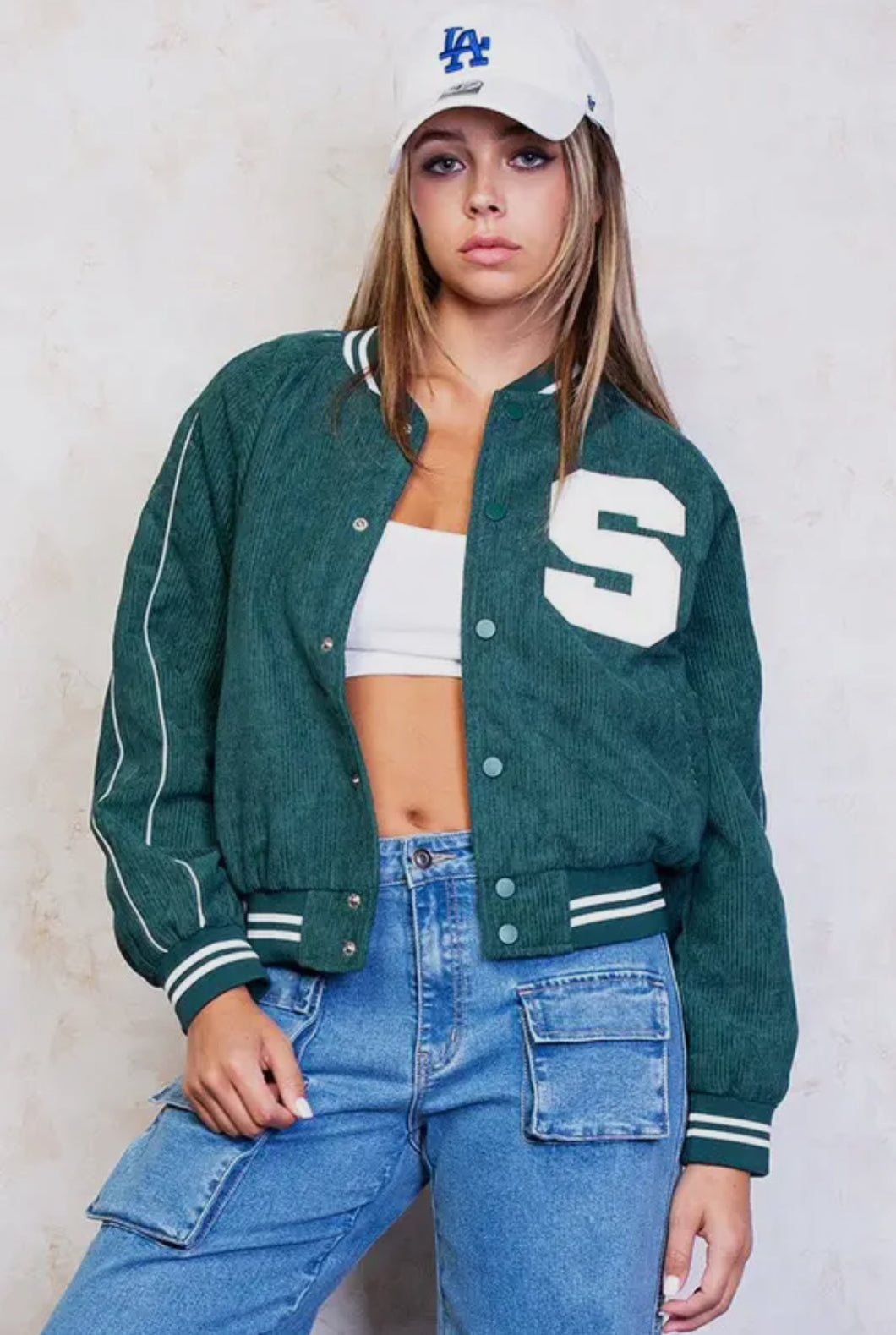 Corduroy Relaxed Fit Varsity Jacket