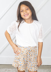 Girls Just Like Mama Lace Sleeve Top In White