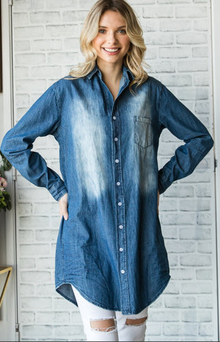 Washed Denim Long Shirt