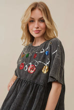 Load image into Gallery viewer, Christmas Sequin Trim Baby Doll Washed Dress