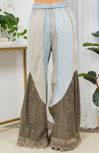 Wild West Lace Rhapsody Denim Lace Flare Pants