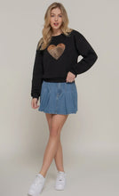 Load image into Gallery viewer, Long Sleeve Crew Neck Sequin Detail Inner Fleece Sweatshirt