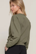 Load image into Gallery viewer, Long Sleeve Round Neck Crop Sweatshirt