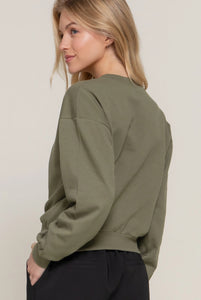 Long Sleeve Round Neck Crop Sweatshirt