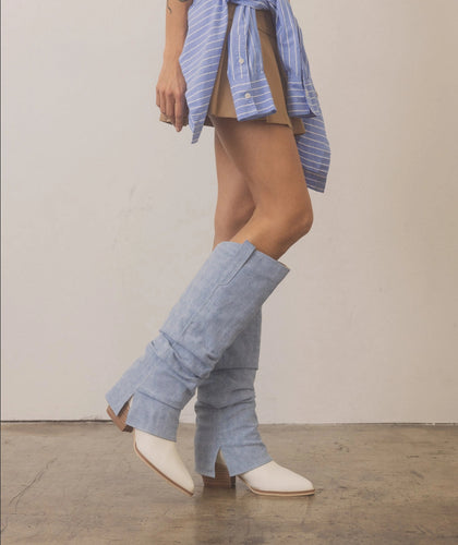 The Thea Denim | Fold Over Slit Jean Boot