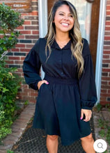 Load image into Gallery viewer, Black Button Down Dress