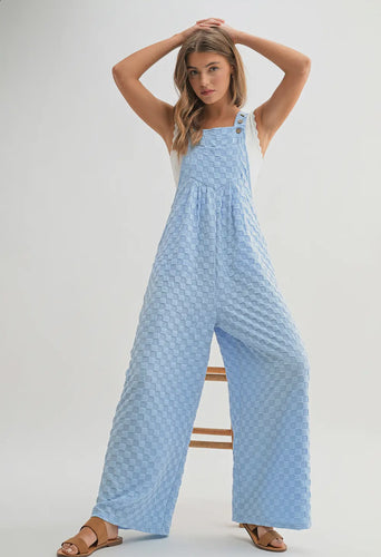 Casual Checkered Pocket Wide Leg Jumpsuit