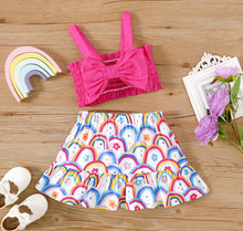 Load image into Gallery viewer, 2pcs Girls Camisole &amp; Allover Rainbow Print Skirt Set