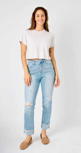 Mrs. America Distressed Denim Jeans With Star Detail On Back Pocket