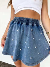 Load image into Gallery viewer, Denim &amp; Pearls Skort