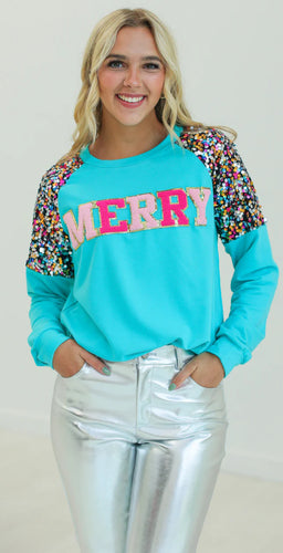 Merry Turquoise Sweatshirt