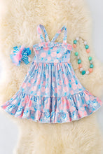Load image into Gallery viewer, Blue Floral Ruffle Dress