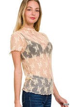 Load image into Gallery viewer, Lace See-Through Layering Short Sleeve Top