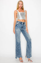 Load image into Gallery viewer, *Restock* High Rise Stretch Flare with Distressed Frayed Hem Jeans