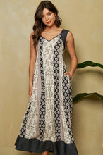 Load image into Gallery viewer, Contrast Denim Open Smocking Back Pleated Dress