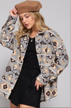 Load image into Gallery viewer, Long Sleeve Printed Fleece Shacket