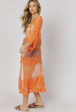 Load image into Gallery viewer, Plus Boho Sheer Lace Kimono Maxi Cardigan