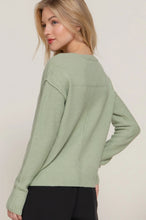 Load image into Gallery viewer, Long Sleeve V-Neck Raised Seam Detail Sweater