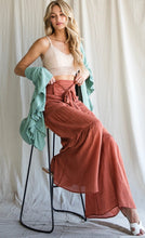 Load image into Gallery viewer, *Restock* Tie Front Ruched Waist Back Pants