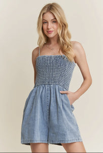 *Restock* Smocking Top Denim Romper