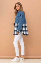 Load image into Gallery viewer, Denim Quilted Plaid Mix Oversized Jacket