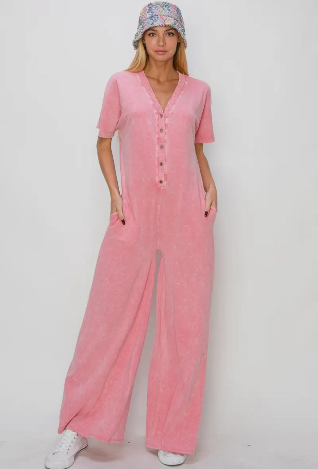 Mineral Wash Sweet Wideleg Jumpsuits