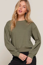 Load image into Gallery viewer, Long Sleeve Round Neck Crop Sweatshirt