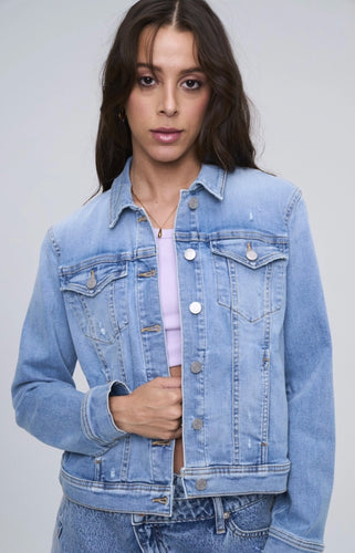 Ultra Stretch Denim Jacket in Medium Light Wash