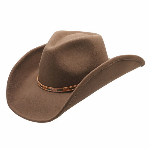 Simon Ultra Felt Faux Leather Band Western Drifter Hat