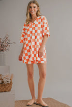 Load image into Gallery viewer, Checkered Print V Neck Top &amp; Shorts Lounge Set