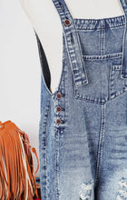 Load image into Gallery viewer, Fashion-W Distressed Bib Pocket Wide Leg Denim Overall