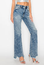 Load image into Gallery viewer, *Restock* High Rise Stretch Flare with Distressed Frayed Hem Jeans