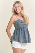 Load image into Gallery viewer, Bow Accent Distressed Washed Denim Top