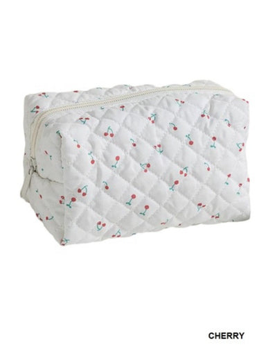 Cherry Ditsy Quilted Cosmetic Bag