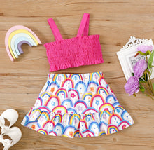 Load image into Gallery viewer, 2pcs Girls Camisole &amp; Allover Rainbow Print Skirt Set