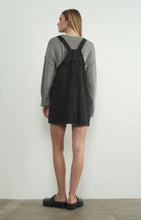 Load image into Gallery viewer, Denim Overall Mini Dress In Denim &amp; Black Denim