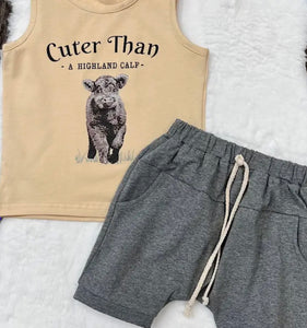 Cuter Than A Highland Calf 2 Piece Set For Boys